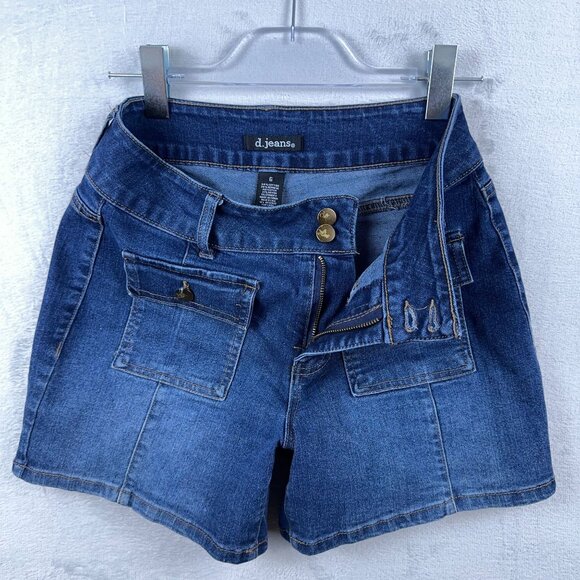 D.Jeans Womens Cargo Shorts Mid Shorts Denim Stretch Pockets Blue Size 6 - Picture 7 of 9